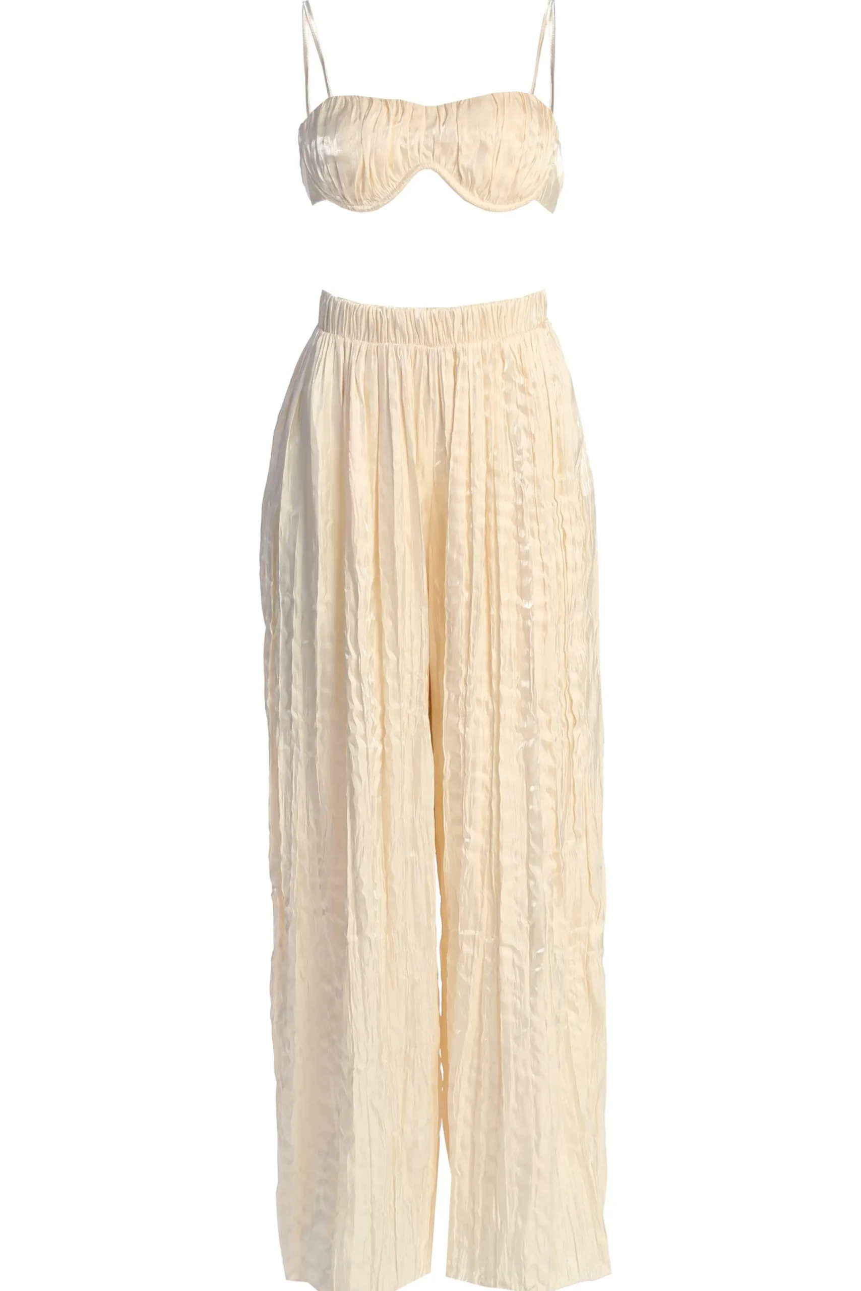 Cream Lets Get Away Satin Pant Set*JLUXLABEL Best