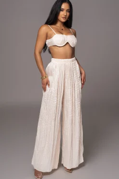 Cream Lets Get Away Satin Pant Set*JLUXLABEL Best