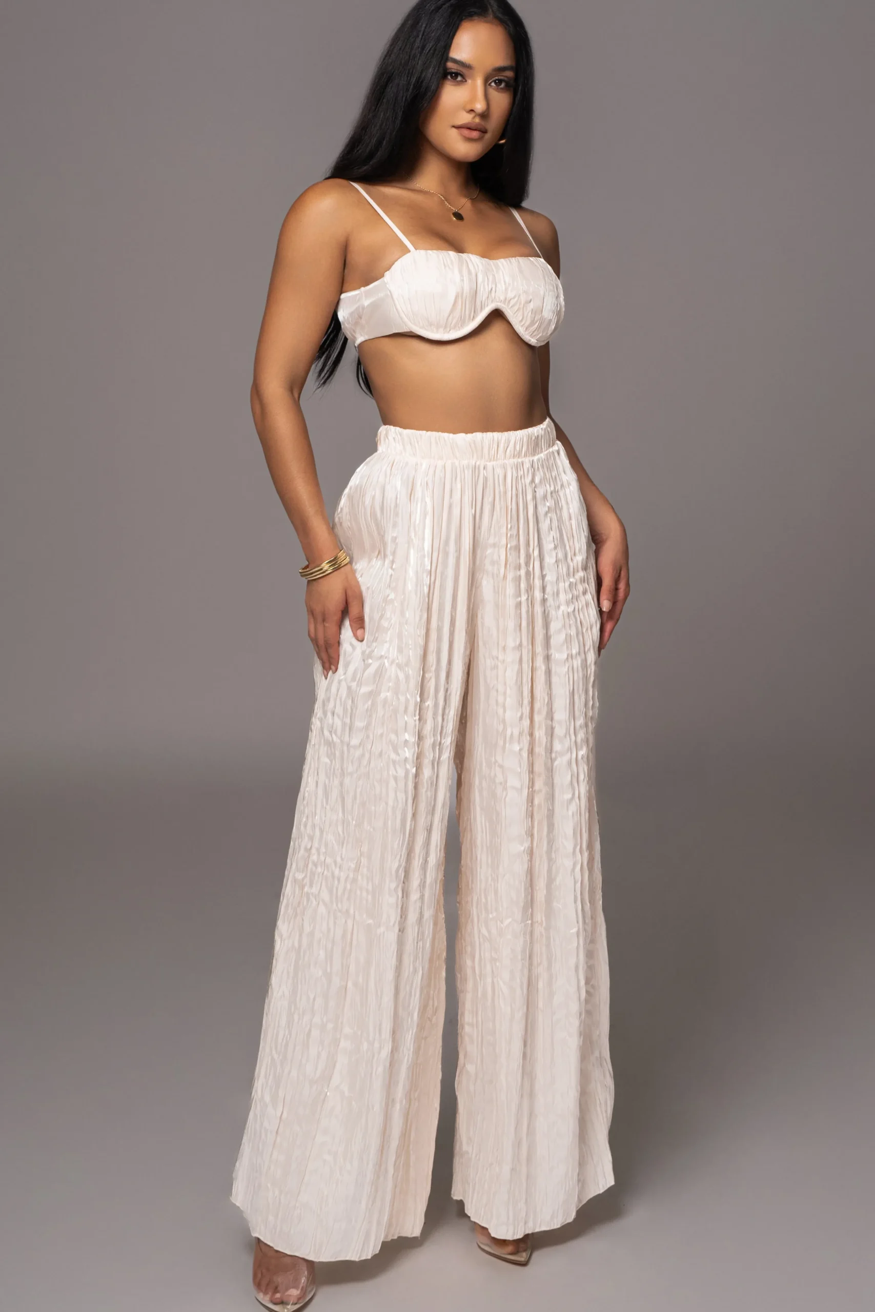 Cream Lets Get Away Satin Pant Set*JLUXLABEL Best