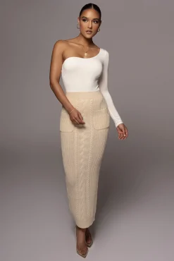Cream Missy Cable Sweater Midi Skirt*JLUXLABEL Online