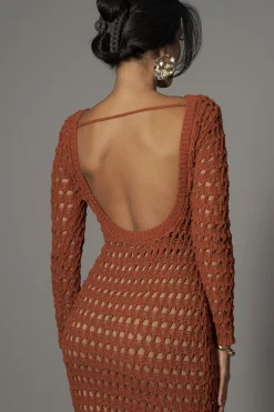 Dark Terra Cotta Serene Wonders Crochet Dress*JLUXLABEL Outlet