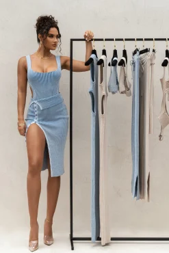 Denim/White Over The Top Skirt*JLUXLABEL Online