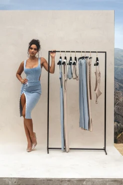 Denim/White Over The Top Skirt*JLUXLABEL Online