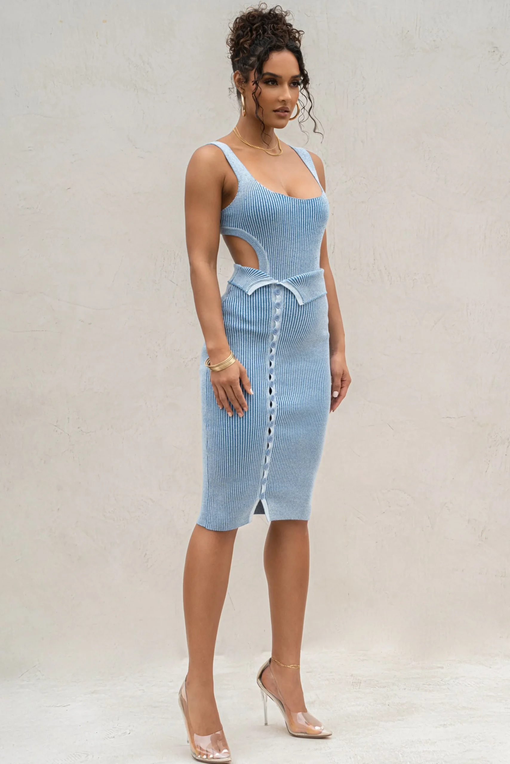 Denim/White Over The Top Skirt*JLUXLABEL Online