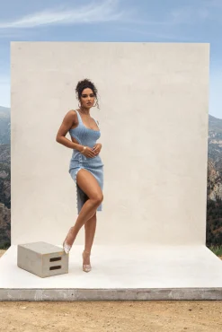 Denim/White Over The Top Skirt*JLUXLABEL Online