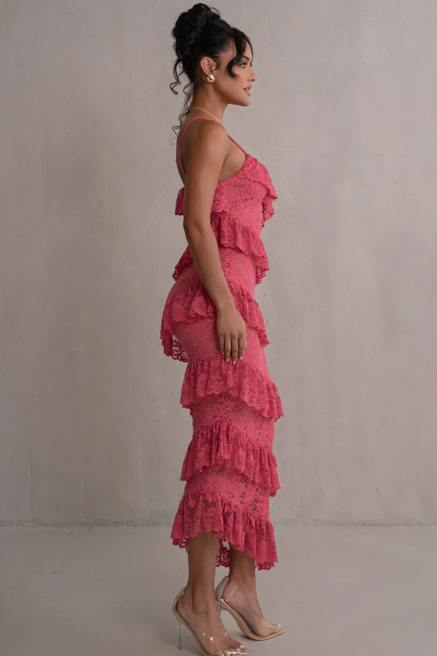 Fuchsia Feeling Of Forever Ruffle Dress*JLUXLABEL Clearance