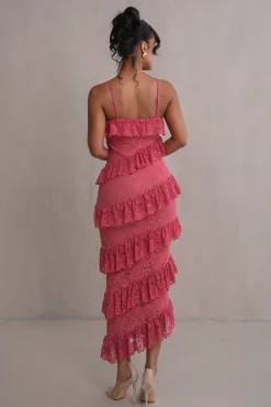 Fuchsia Feeling Of Forever Ruffle Dress*JLUXLABEL Clearance