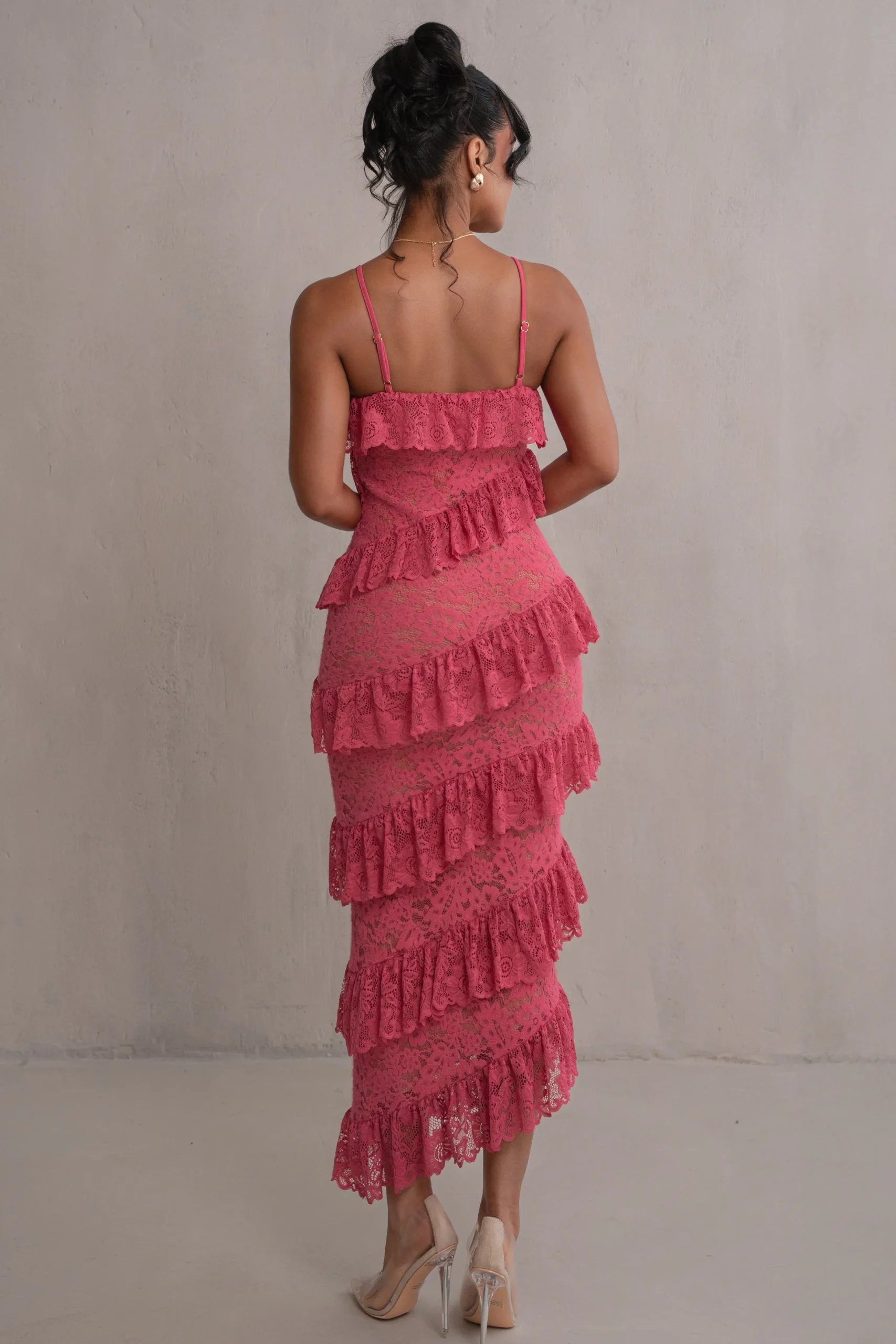 Fuchsia Feeling Of Forever Ruffle Dress*JLUXLABEL Clearance