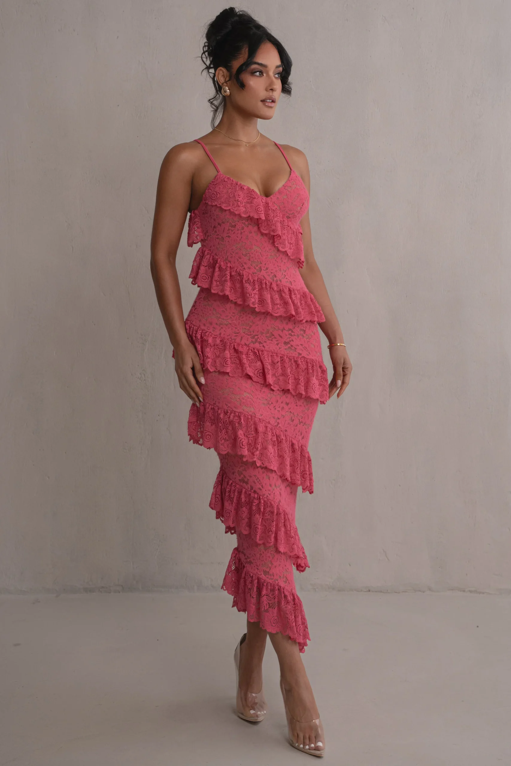 Fuchsia Feeling Of Forever Ruffle Dress*JLUXLABEL Clearance