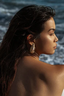 Gold Aimee Pearl Earrings*JLUXLABEL Clearance