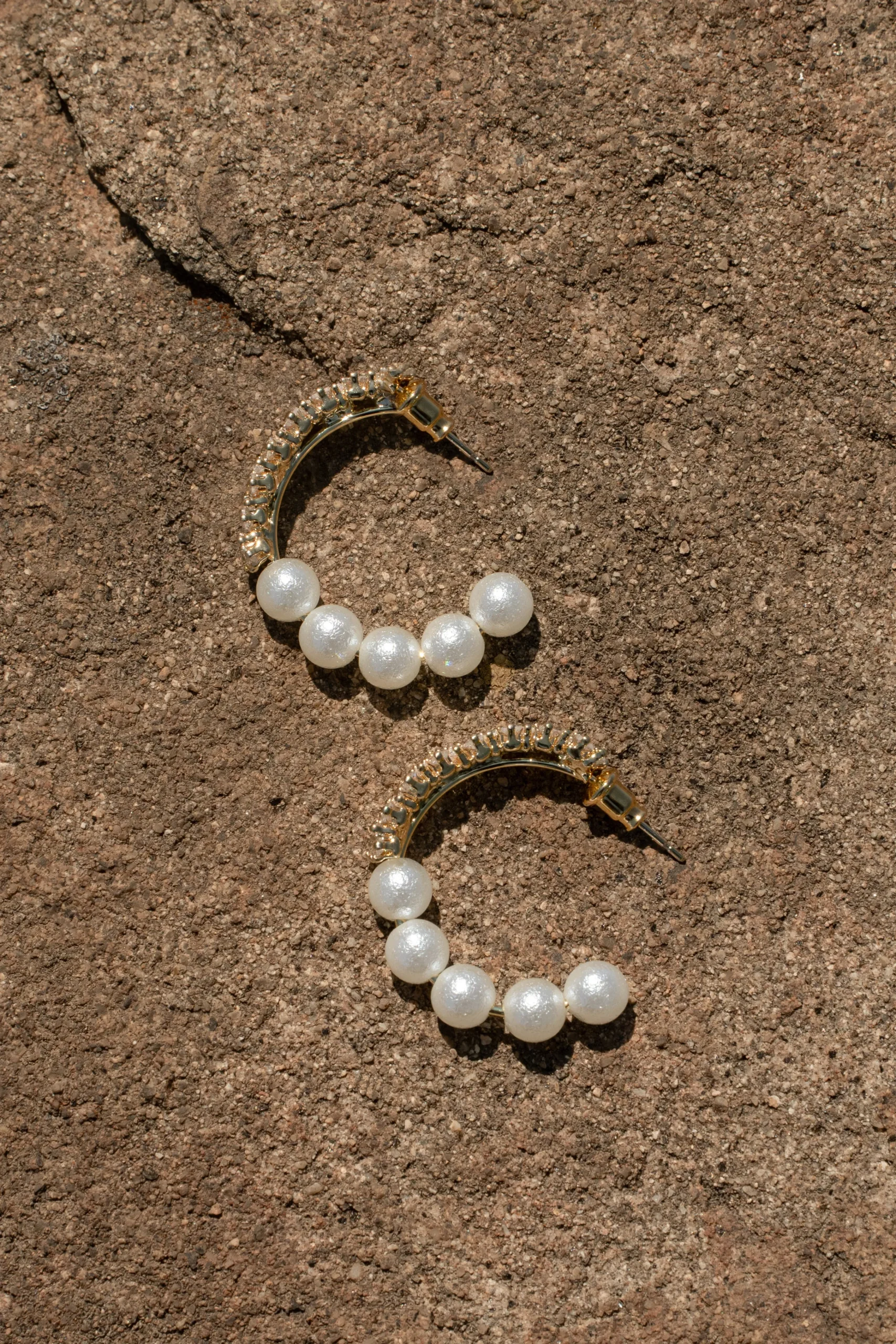 Gold Demi Pearl Hoops*JLUXLABEL Sale