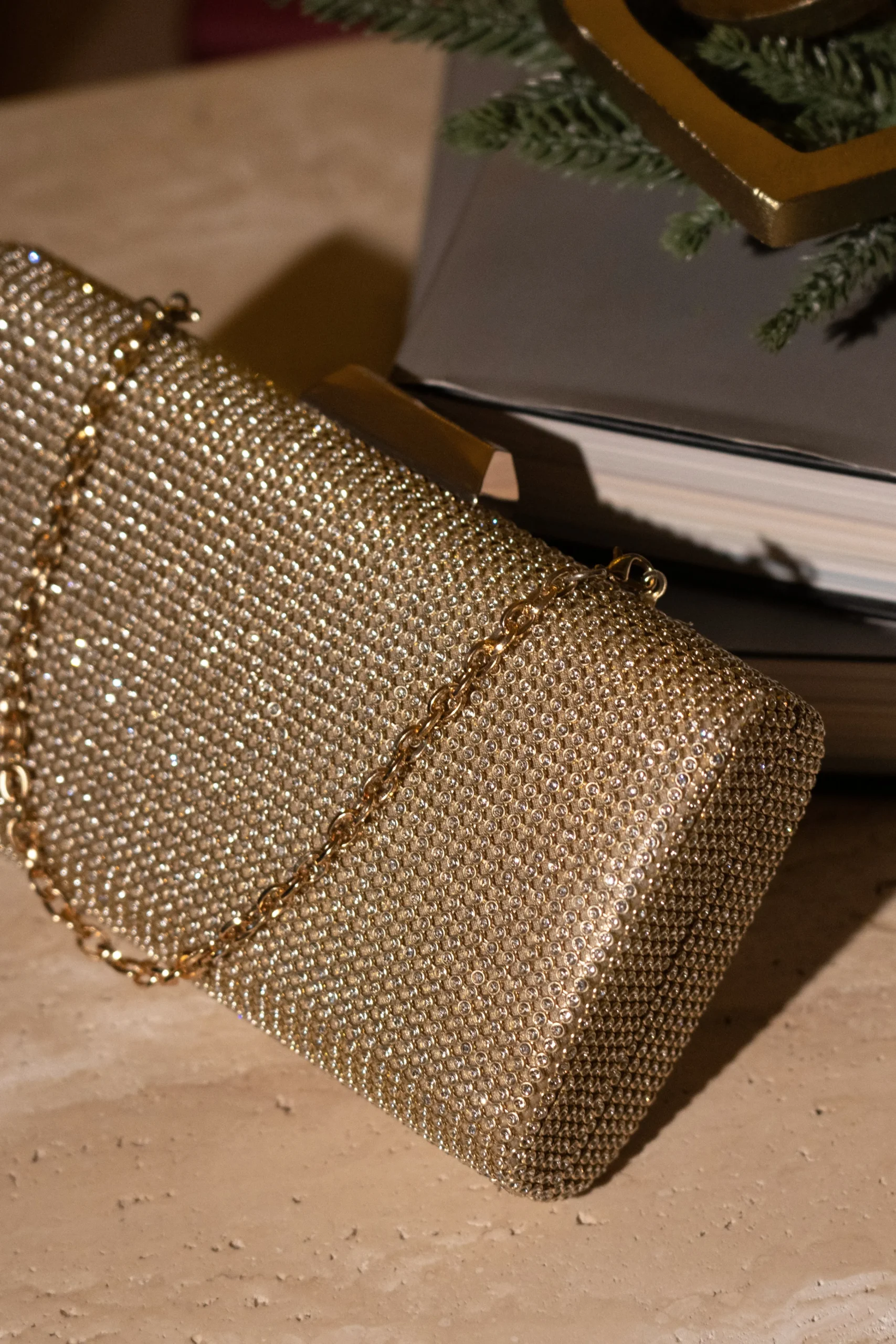 Gold Diamante Clutch Bag*JLUXLABEL Best