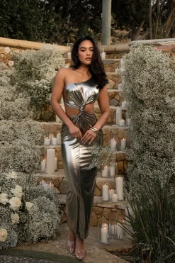 Gold Joce One Shoulder Maxi Dress*JLUXLABEL Hot