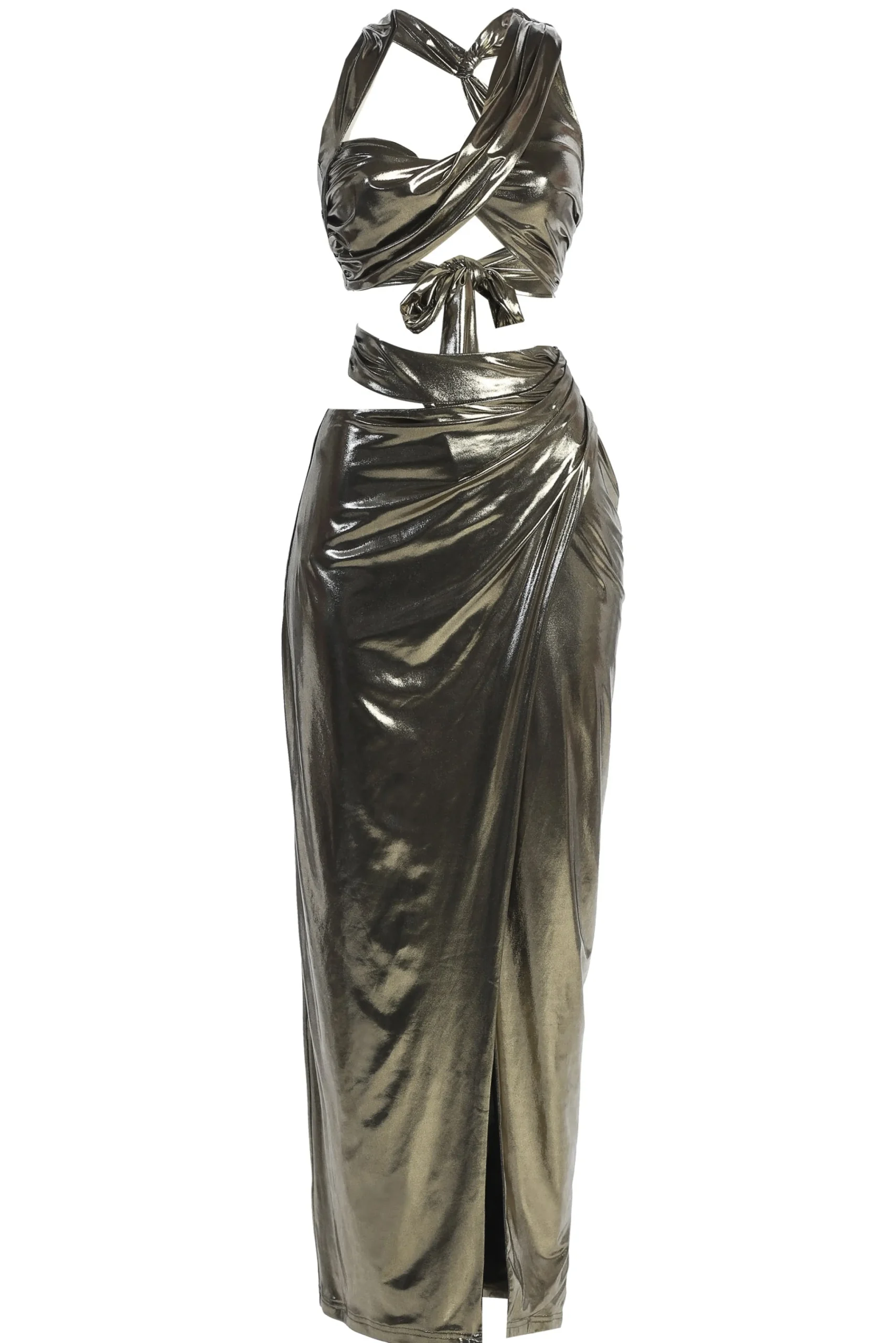 Gold METALLIC NEW AGE TWO PIECE SKIRT SET*JLUXLABEL Best