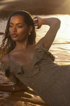 Gold Midnight Sparkle Maxi Dress*JLUXLABEL Hot