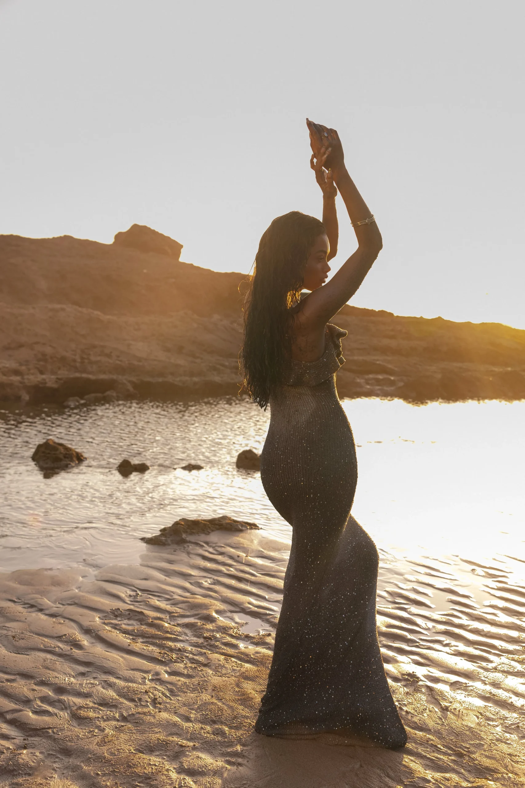 Gold Midnight Sparkle Maxi Dress*JLUXLABEL Hot