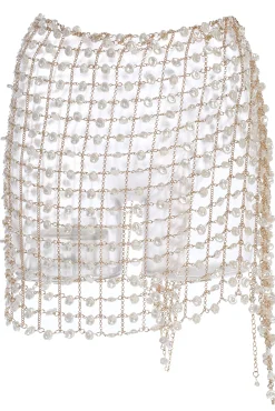 Gold Ocean Oasis Pearl Chainmail Skirt*JLUXLABEL Best