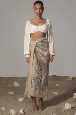 Gold Positano Printed Sarong Skirt*JLUXLABEL New