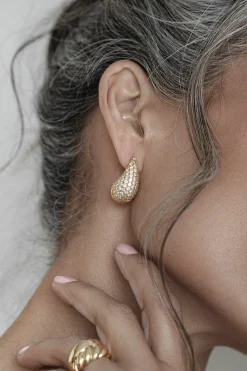 Gold Timeless Paved Earrings*JLUXLABEL New