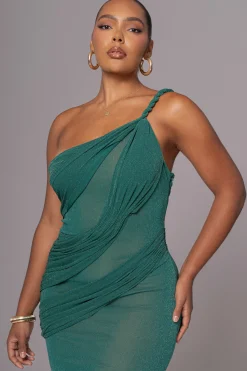 Green Alari One Shoulder Maxi Dress*JLUXLABEL Online