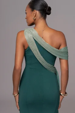 Green Asymmetric Drape Mini Dress*JLUXLABEL Best