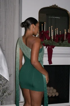 Green Asymmetric Drape Mini Dress*JLUXLABEL Best