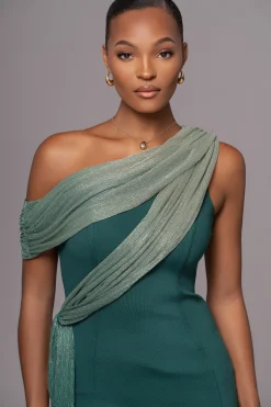 Green Asymmetric Drape Mini Dress*JLUXLABEL Best