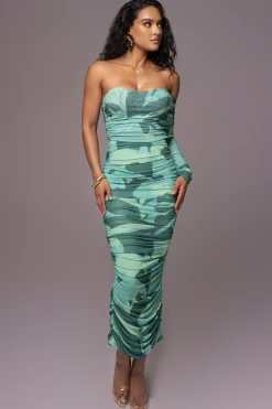 Green Capri Ruched Dress*JLUXLABEL Outlet