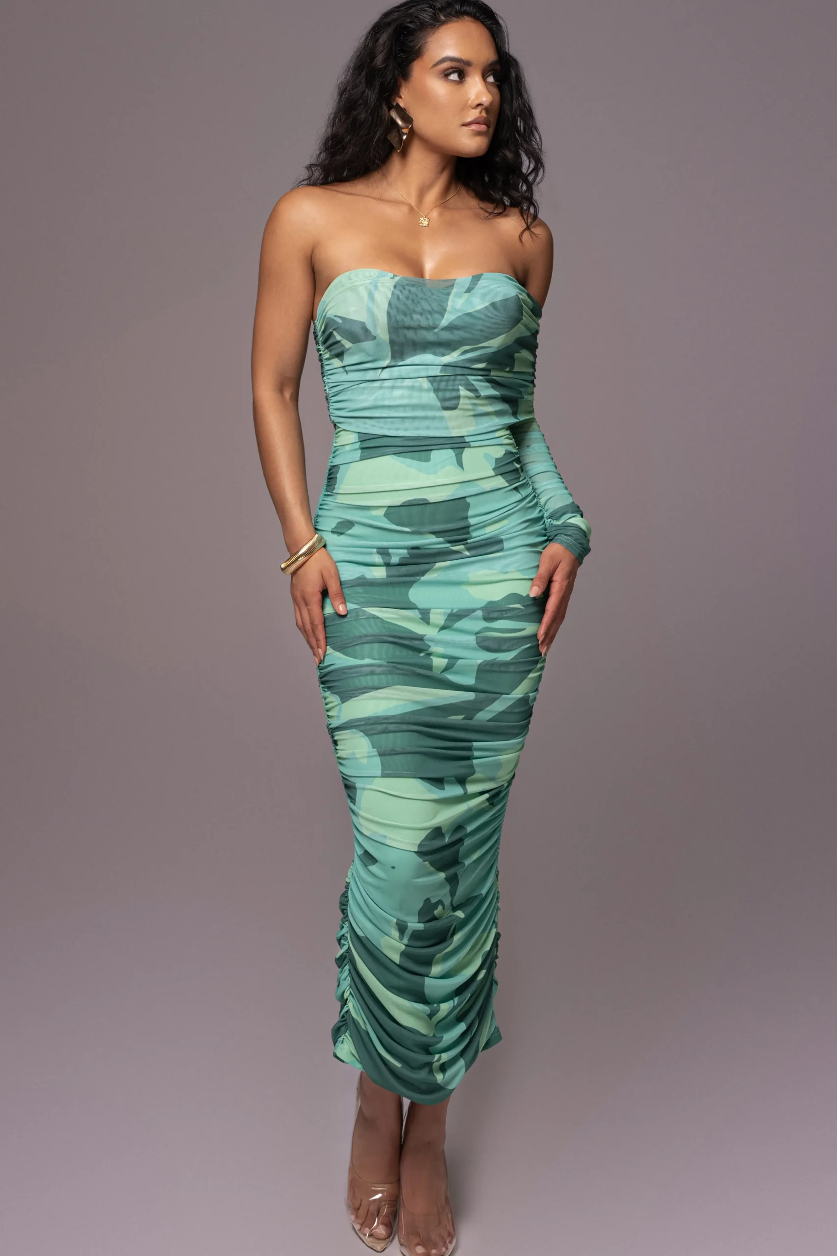 Green Capri Ruched Dress*JLUXLABEL Outlet