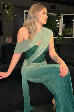 Green Celestina Draped Maxi Dress*JLUXLABEL Best