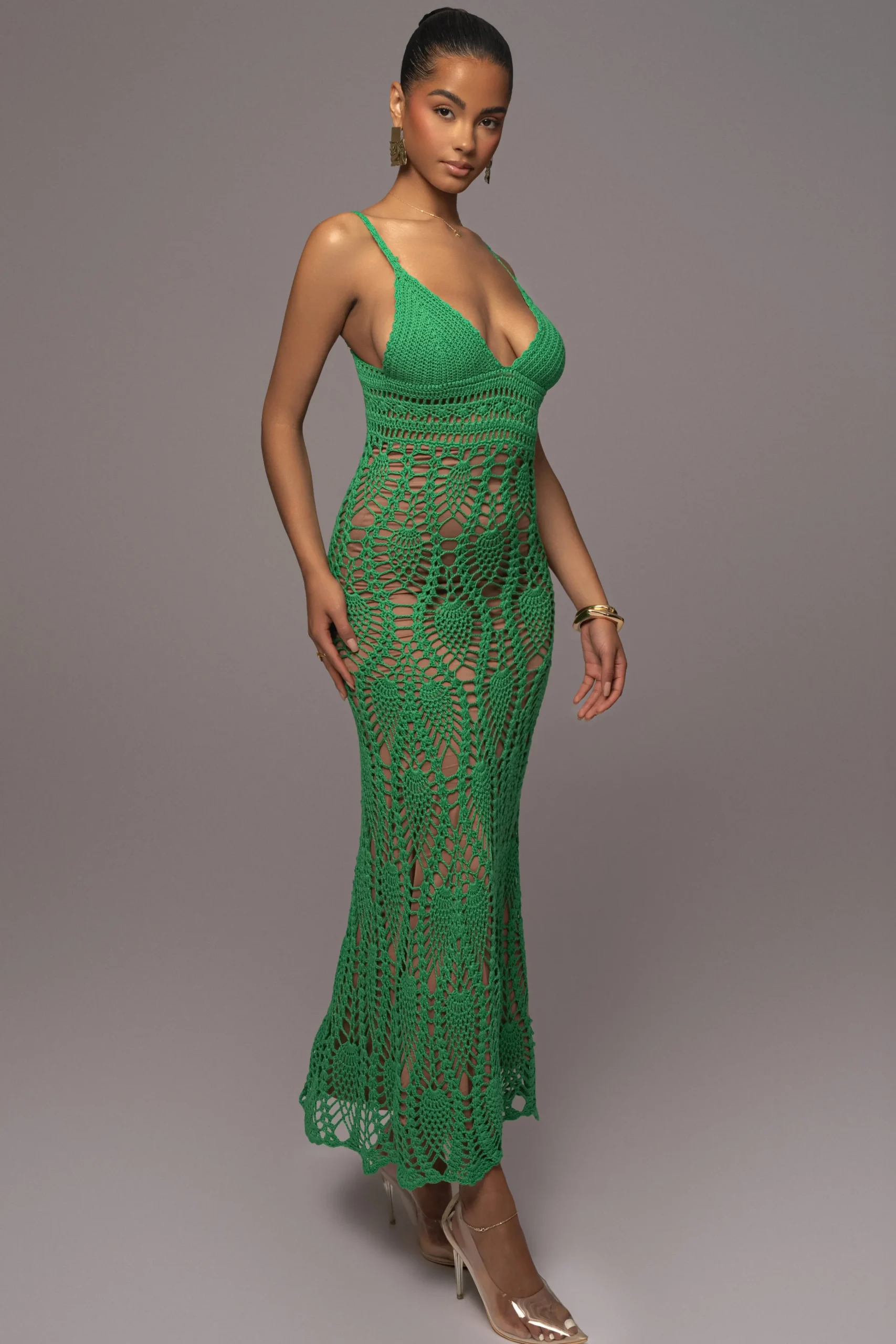 Green Great Escape Crochet Maxi Dress*JLUXLABEL Clearance