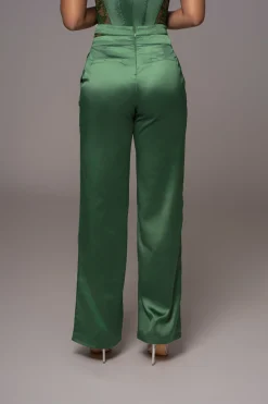 Green Joana Cutout Satin Trousers*JLUXLABEL Best