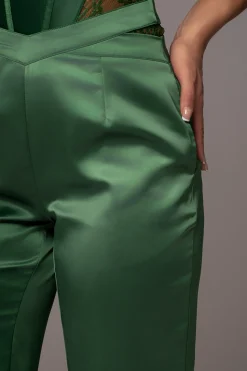 Green Joana Cutout Satin Trousers*JLUXLABEL Best