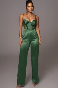 Green Joana Cutout Satin Trousers*JLUXLABEL Best