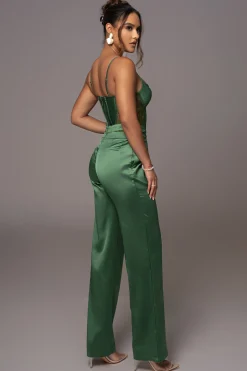 Green Joana Cutout Satin Trousers*JLUXLABEL Best