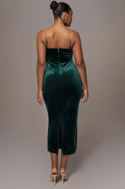 Green JOSANNA VELVET MIDI DRESS*JLUXLABEL Discount