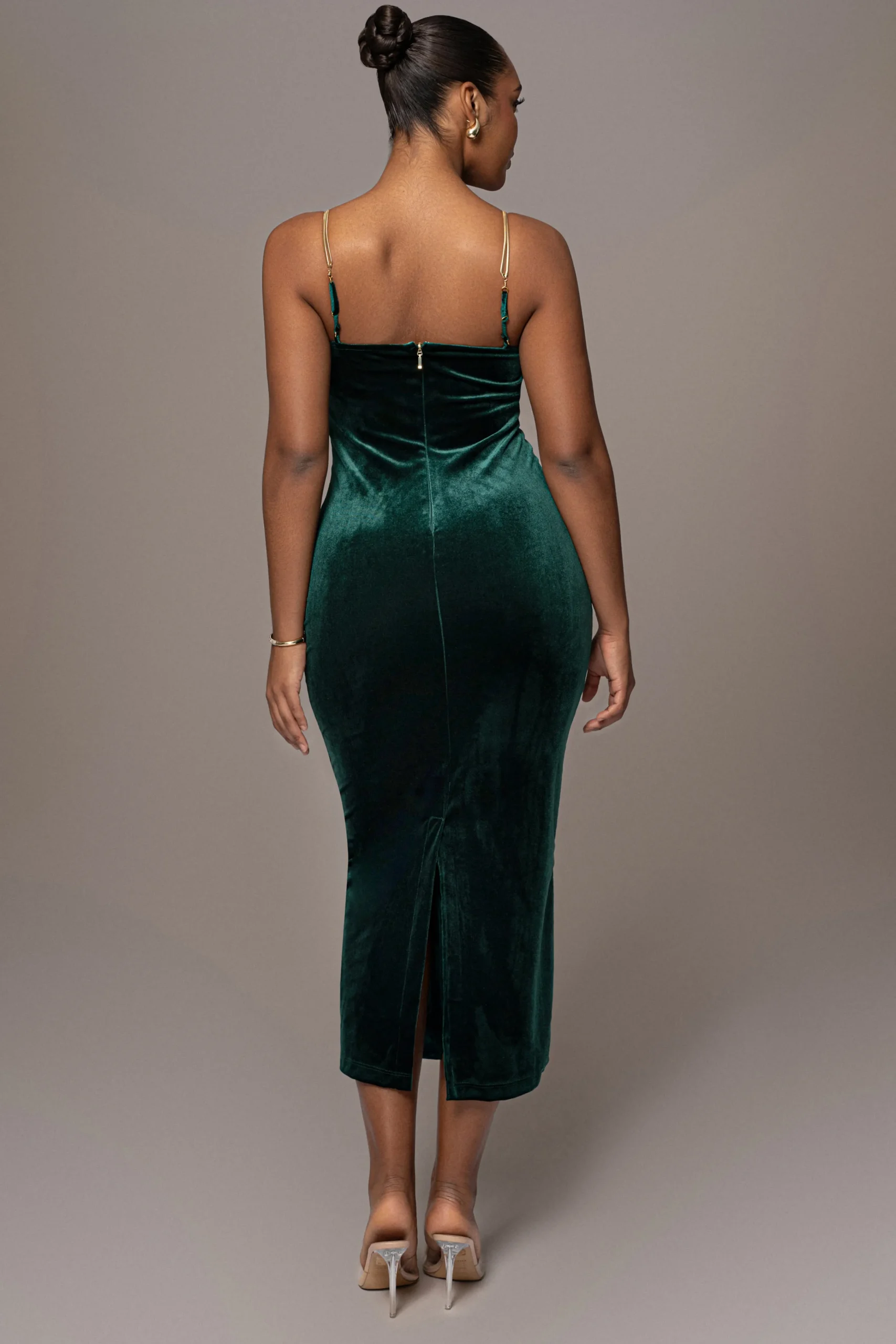 Green JOSANNA VELVET MIDI DRESS*JLUXLABEL Discount