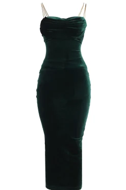 Green JOSANNA VELVET MIDI DRESS*JLUXLABEL Discount