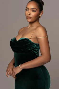 Green JOSANNA VELVET MIDI DRESS*JLUXLABEL Discount