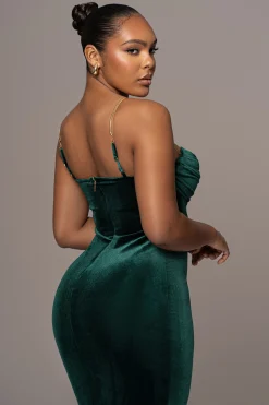 Green JOSANNA VELVET MIDI DRESS*JLUXLABEL Discount