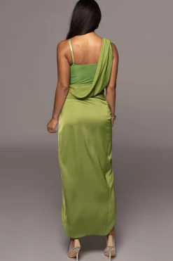 Green KRISTIANA SLIT DRESS*JLUXLABEL Outlet
