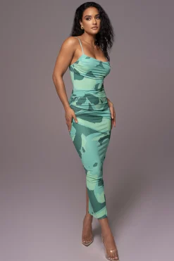 Green Naylene Ruched Dress*JLUXLABEL Sale