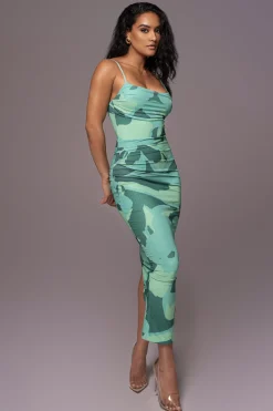 Green Naylene Ruched Dress*JLUXLABEL Sale