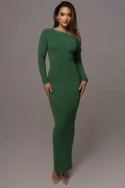 Green Night Shimmers Asymmetrical Maxi Dress*JLUXLABEL Outlet