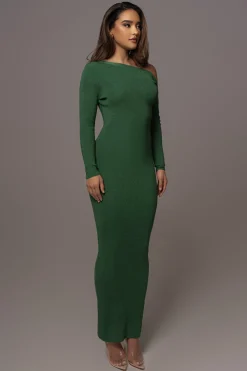 Green Night Shimmers Asymmetrical Maxi Dress*JLUXLABEL Outlet