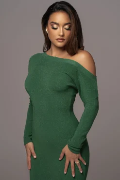 Green Night Shimmers Asymmetrical Maxi Dress*JLUXLABEL Outlet