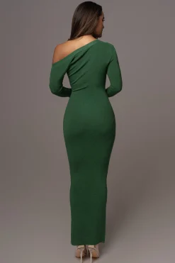 Green Night Shimmers Asymmetrical Maxi Dress*JLUXLABEL Outlet