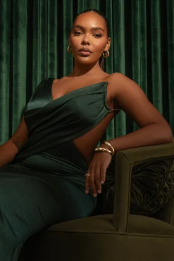 Green Satin Belle Maxi Dress*JLUXLABEL Sale