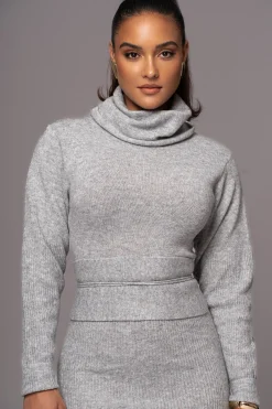 Grey Aubrey Turtleneck Sweater Dress*JLUXLABEL Fashion