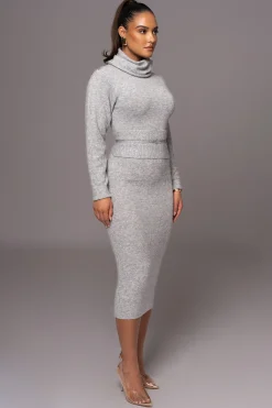 Grey Aubrey Turtleneck Sweater Dress*JLUXLABEL Fashion